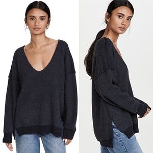 Free People Weather Sweater Slouchy Cozy Soft Oversized Pullover Sz XS Charcoal